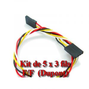 Kit de 5 câbles Dupont, 3 fils, connecteur Femelle-Femelle
