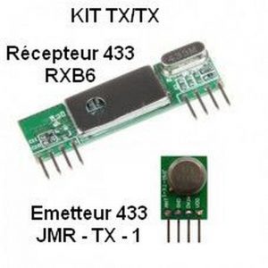 Kit RX/TX 433Mhz - Récepteur RXB61 - Emetteur JMR-TX-1