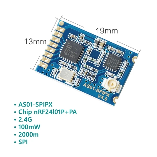 Module AS01-SPIPX v 4.0 –  nRF24L01 + 2.4G, 100mw SMD